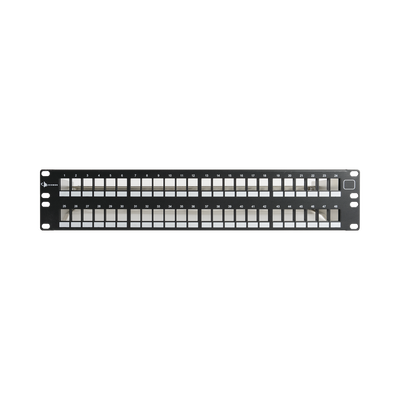 Patch Panel UTP Keystone de 48 Puertos Modular (Vacío), Plano, 2UR, Compatible con Jacks Keystone UTP Z-MAX y MAX