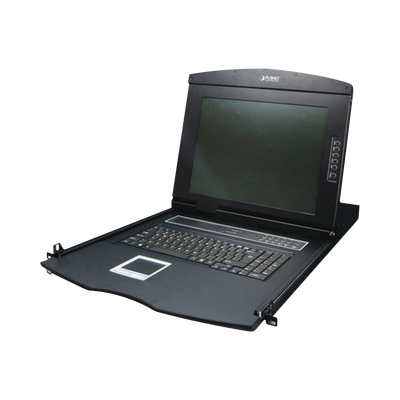 Switch KVM con Monitor de 17"con Teclado y Trackpad para Rack de 1U de Cuatro Postes, 8 Puertos VGA Para Acceder y Controlar Hasta 8 Computadoras Desde una Sola Consola - Toer