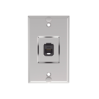Placa de Pared Telefónica, Salida de 1 Puerto Keystone, con Jack Cat6 Estilo 110 de Impacto, de Acero Inoxidable