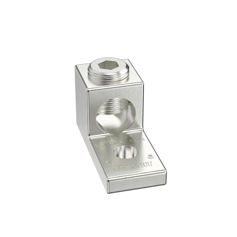 LAMA2/0-14-L Terminal tipo Lengüeta Recta de Aluminio con Agujero 1/4, y Barril para Cable #14 - 2/0 AWG