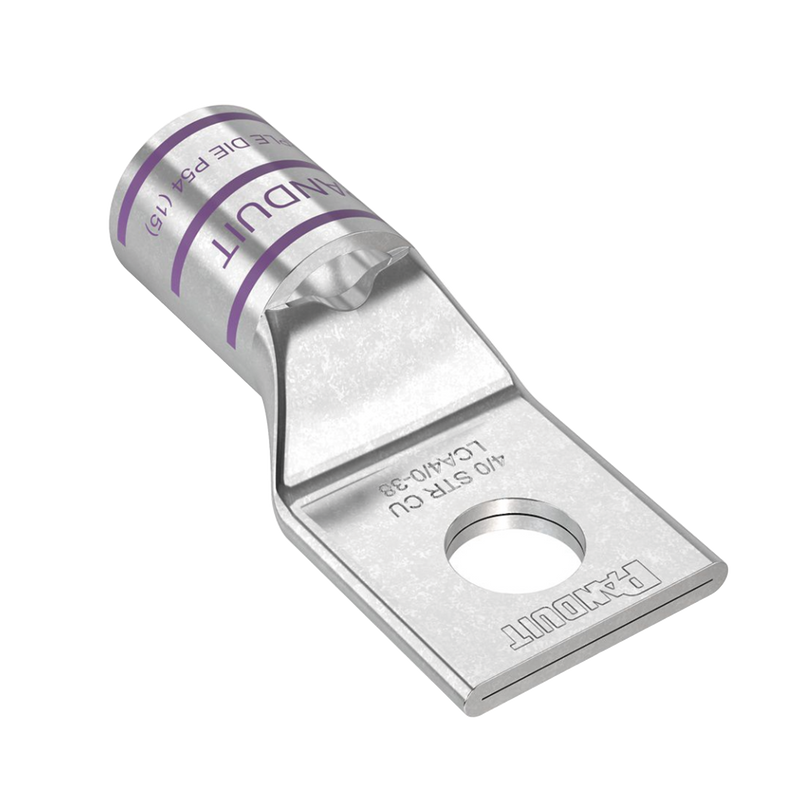LCA4/0-38-X Zapata de Compresión de Cobre con Orificio 3/8, para Cable 4/0 AWG. 1 Piezas