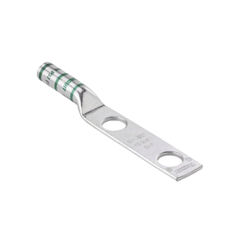 Conector de Compresión de Cobre con 2 Orificios 3/8 para Cable 2 AWG,  1 de espacio entre Orificios. Paquete de 25 Piezas