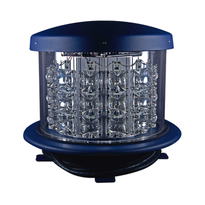 Luz de Obstáculo LED Intensidad Media FAA L-864 / LED Rojo 2000 CD / 120-240 VAC / 360° Cobertura Horizontal / 3° Haz Vertical / NEMA 4X / Para Torres 46-107 m / Certificación FAA e ICAO