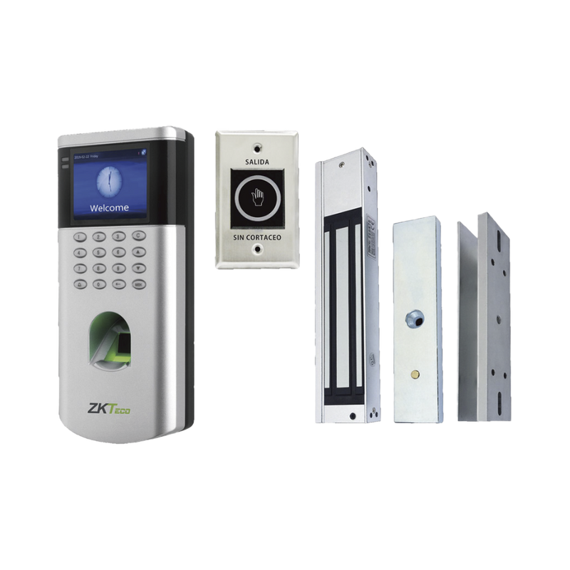 KIT de Control de Acceso LF10/ PUSH / Compatible con ZKBioCVAccess / 1,500 Usuarios / Chapa magnética / Botón de Salida / Tarjeta de proximidad