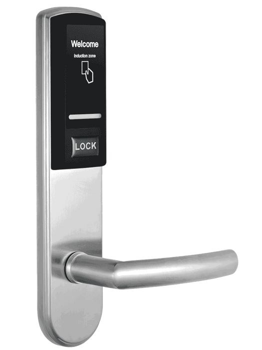 ZKTECO LH3000R - Cerradura Derecha para Hotel con Tecnología Mifare 13.56 MHz, Compatible con Puertas de 40 a 55 mm de Grosor, 2 Pestillos de Seguridad, Fabricada en Acero Inoxidable, Capacidad de Registro de 224 Eventos