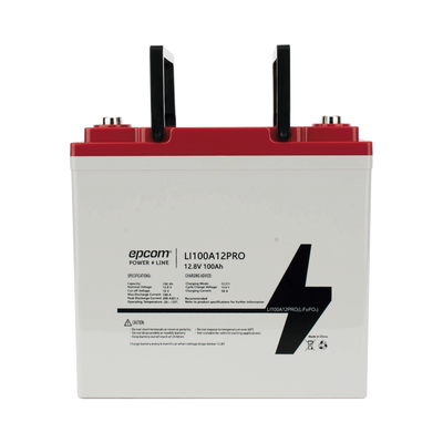 Batería de Litio Ciclo Profundo, 12.8 Vcc 100Ah LiFePO4 Válvula de Alivio, Solar, Marina, Máximo 100 A de Descarga - Toer