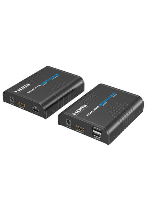 SAXXON LKV373KVM-5.0- Kit Extensor HDMI/KVM para Hasta 120 metros/ Resolución 1080p@60Hz/ Soporta Cableado con CAT 5e y 6/ 30 HZ/ 2 Puertos USB para Conectar Teclado y/o Mouse/ 5 VCD/ Plug and Play/ Punto a Punto o Punto Multipunto con Switch/
