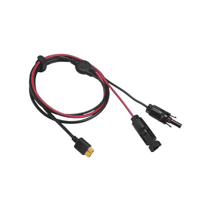 LMC4XT60I2.5M Cable 2.5 m, Negro, Calibre 12 AWG con Terminales MC4 Macho y Hebra para Terminal XT60