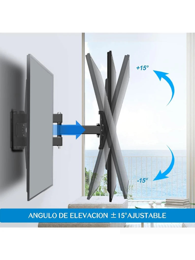 TCE LMEPB64EW - Soporte de Pared Articulado para Pantallas de 26 a 70" , Carga Máxima 45 Kg , VESA 400X400mm, Angulo de Inclinación 15°, Giro 90°