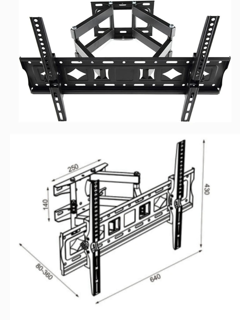 TCE LMEPB65EW - Soporte de Pared Articulado para Pantallas de 37 a 70", Carga máxima 40 kg , VESA 30x50mm / 600x400 mm , Ajuste de Inclinación