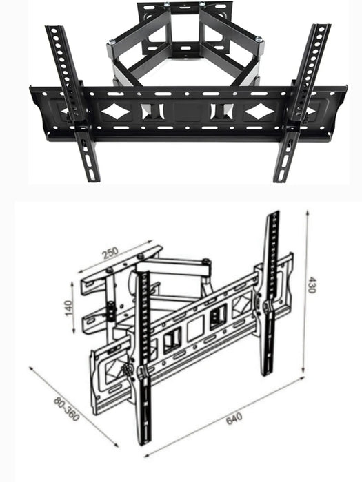 TCE LMEPB65EW - Soporte de Pared Articulado para Pantallas de 37 a 70", Carga máxima 40 kg , VESA 30x50mm / 600x400 mm , Ajuste de Inclinación
