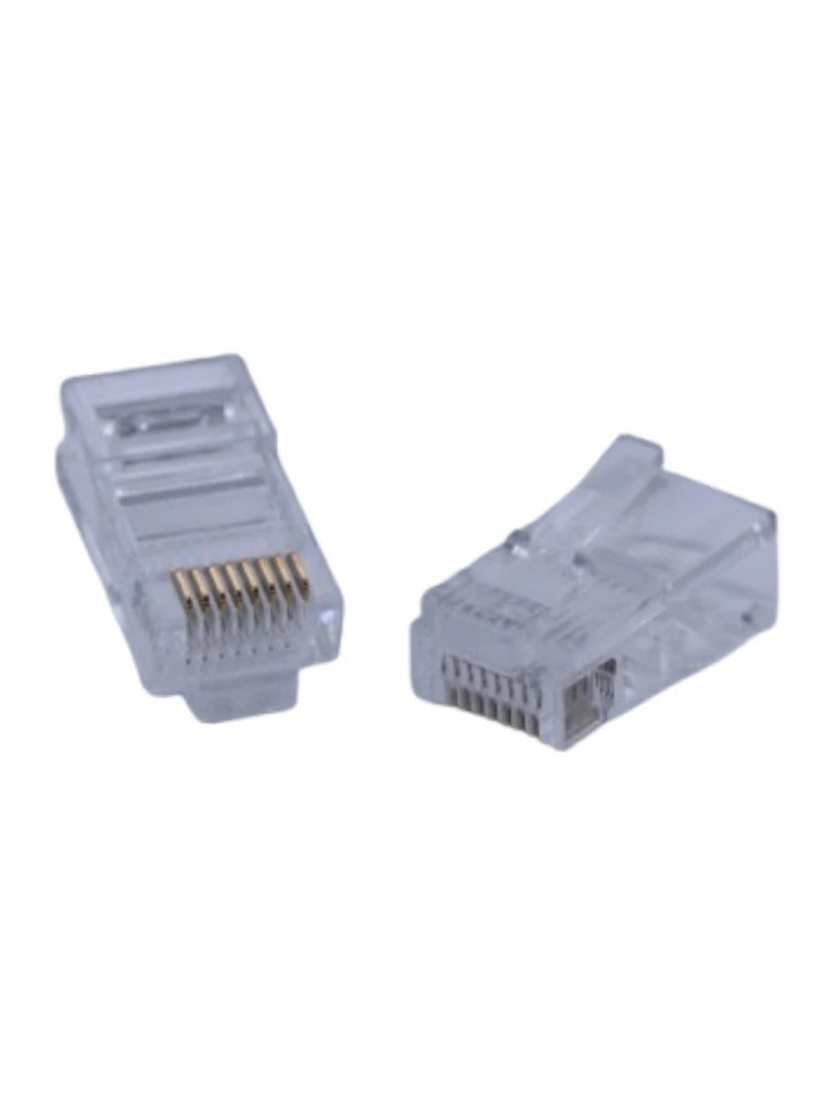 TCE LN-NET-RJCAT5E-30u - Bote con 100 Plugs RJ45 Cat5e, Sin Blindaje, Chapado en Oro 30 Micras, Conector Modular para Redes Ethernet y Cableado Estructurado