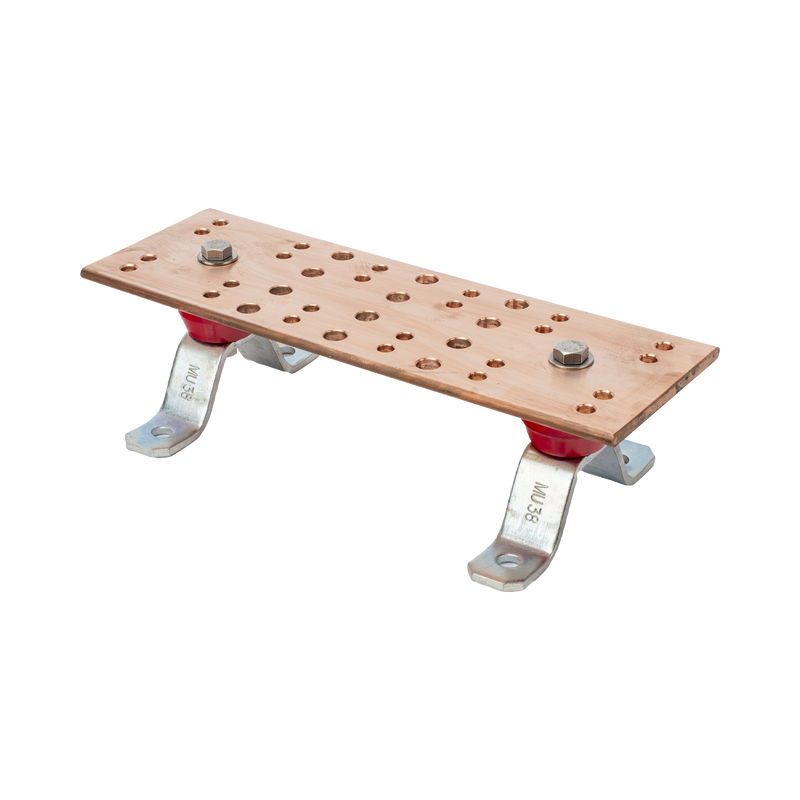 LP-BUS-TMX12 Barra de Unión para Telecomunicaciones (TMGB) de 12 in x 4 in x 1/4 in, Incluye Montaje para Muro y Aisladores,