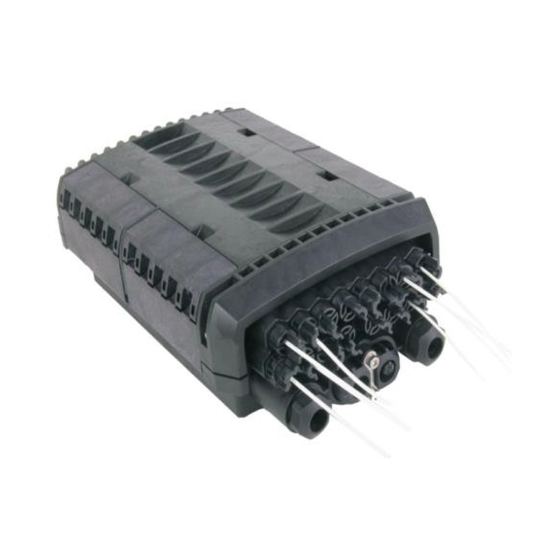 LP-FAT08DB Caja de Distribución de Fibra Óptica para 24 Empalmes con 16 Acopladores SC/APC. Enterrado Directo, IP68, Splitter 1x8 Incluido con Conectores SC/APC