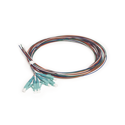 Kit de 6 Pigtails LC Multimodo OM3 50/125, conectores aqua, 2 metros - Toer
