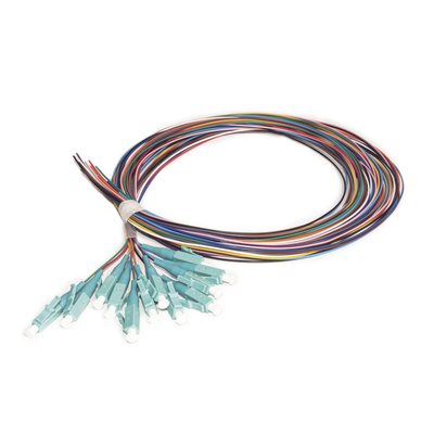 Kit de 12 Pigtails LC Multimodo OM3 50/125, conectores aqua, 2 metros - Toer