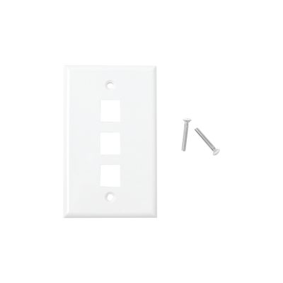Placa de pared de 3 puertos, Keystone, Color Blanco - Toer