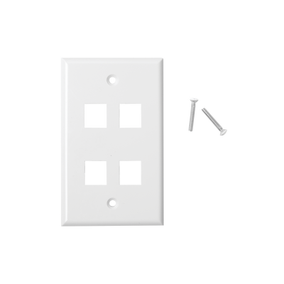 Placa de pared de 4 puertos, Keystone, Color Blanco - Toer