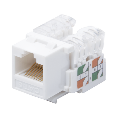 Módulo Jack Keystone Cat6 con terminación 110 (Punchdown) para faceplate - Color Blanco - Toer
