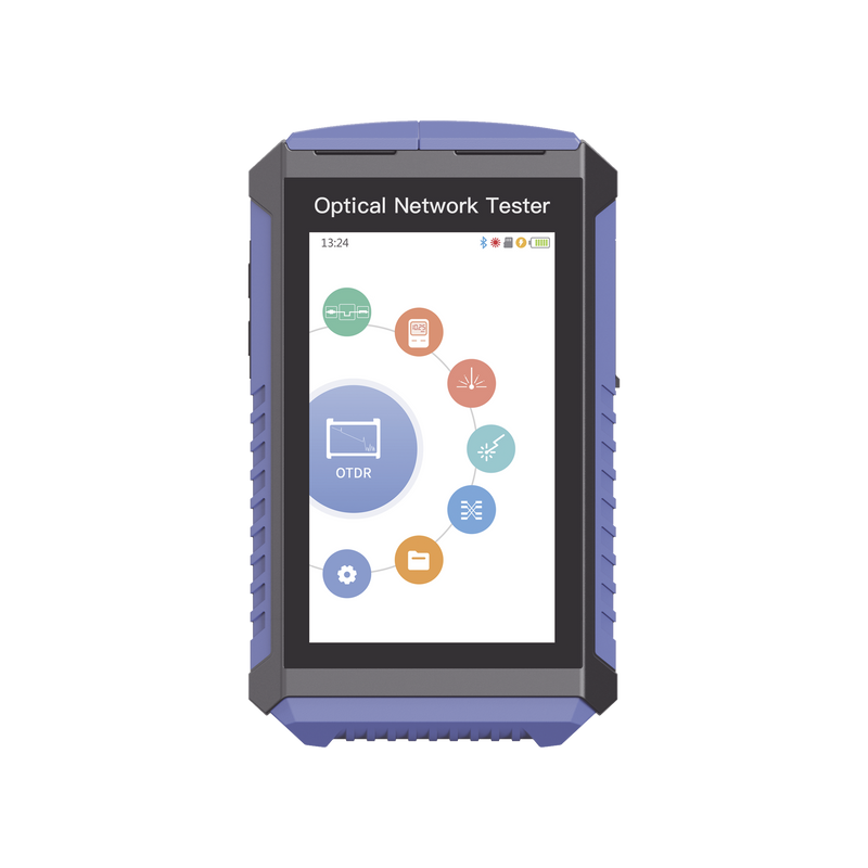 Mini OTDR Touch para pruebas en enlaces fibra Óptica Activos (Prueba de Fibra Viva) /  Longitud de Onda en 1625nm / Integra Función OPM / Integra Función VFL 5mW / Mapeo de Cables RJ45 / Recargable / Distancia de prueba hasta 100 km