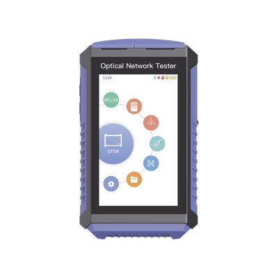 Mini OTDR Touch para Pruebas en Enlaces Fibra Óptica Activos (Prueba de Fibra Viva) / Longitud de Onda en 1625nm / Integra Función OPM / Integra Función VFL 5mW / Mapeo de Cables RJ45 / Recargable / Distancia de Prueba hasta 100 Kilómetros (328084 pie