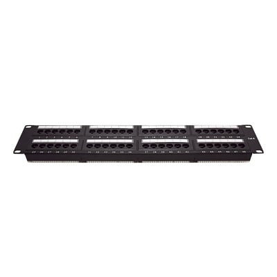 Panel de parcheo de impacto (110) UTP de 48 puertos Cat6, 19in, 2U, con barra para organizar cable - Toer