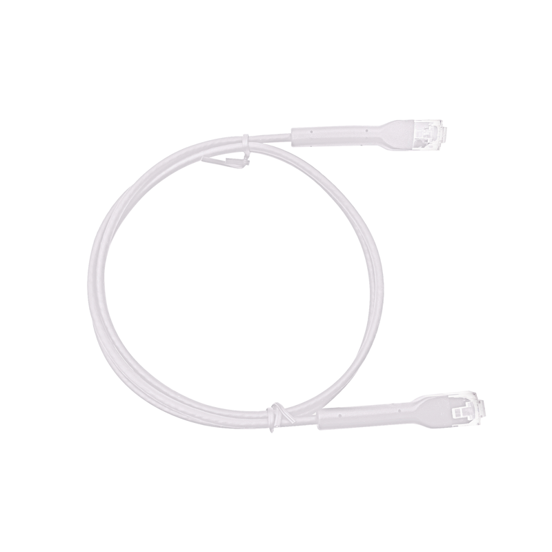 LP-PSLIM-030WH Mini Patch Cord Cat6 Ultra Slim 30 cm Blanco ? Ahorra Espacio sin Organizadores, con Bota Flexible