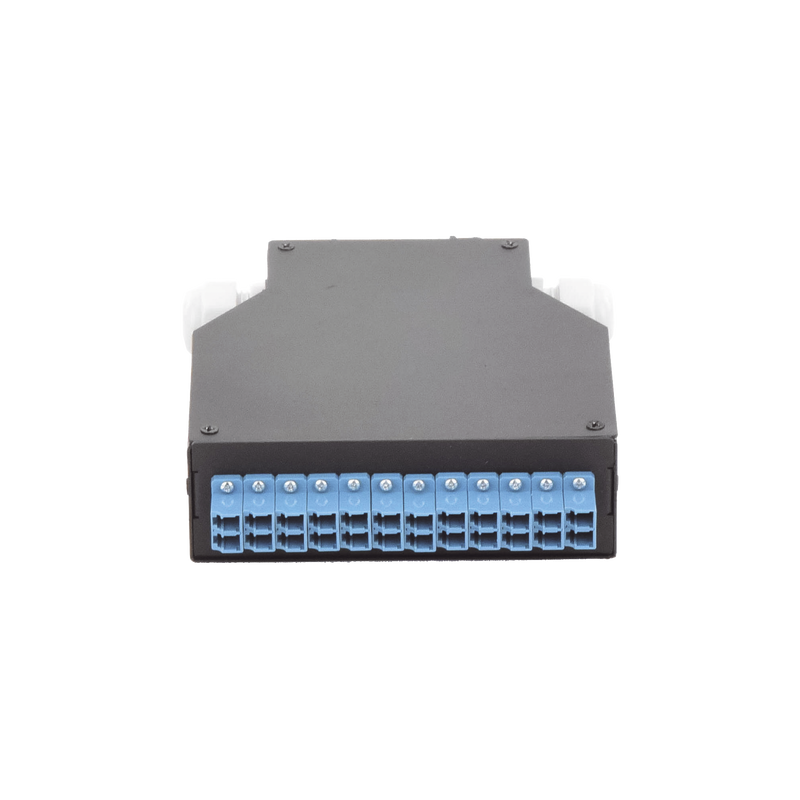 Distribuidor de Fibra Óptica Para Riel Din, 12 acopladores LC/UPC Duplex Monomodo con Charola de Empalme