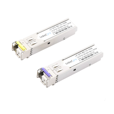 Transceptores Ópticos Bidireccionales SFP (Mini-Gbic) / Monomodo 1490 & 1550 nm / 1.25 Gbps / 1000BASE-BX / Conector LC/UPC Simplex / DDM / Hasta 100 km / 2 Piezas - Toer