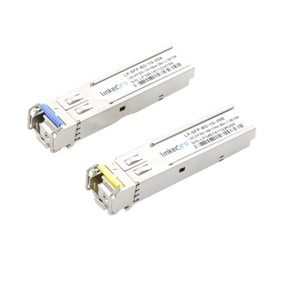 Transceptores Ópticos Bidireccionales SFP (Mini-Gbic) / Monomodo 1310 & 1550 nm / 1.25 Gbps / 1000BASE-BX / Conector LC/UPC Simplex / DDM / Hasta 20 km / 2 Piezas - Toer