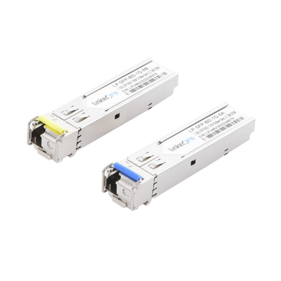 Transceptores Ópticos Bidireccionales SFP (Mini-Gbic) / Monomodo 1310 & 1550 nm / 1.25 Gbps / 1000BASE-BX / Conector LC/UPC Simplex / DDM / Hasta 5 km / 2 Piezas - Toer