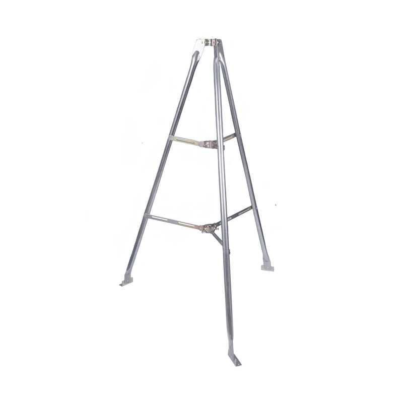 Montaje de tripie para exterior, altura total del tripie 1.52 m. Compatible con mástiles de hasta 3 m de largo 1  1/4 a 2 de diámetro