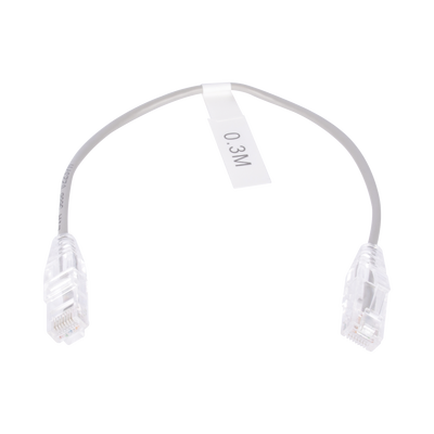 Cable de Parcheo Slim UTP Cat6 - 30 cm Gris Diámetro Reducido (28 AWG) - Toer