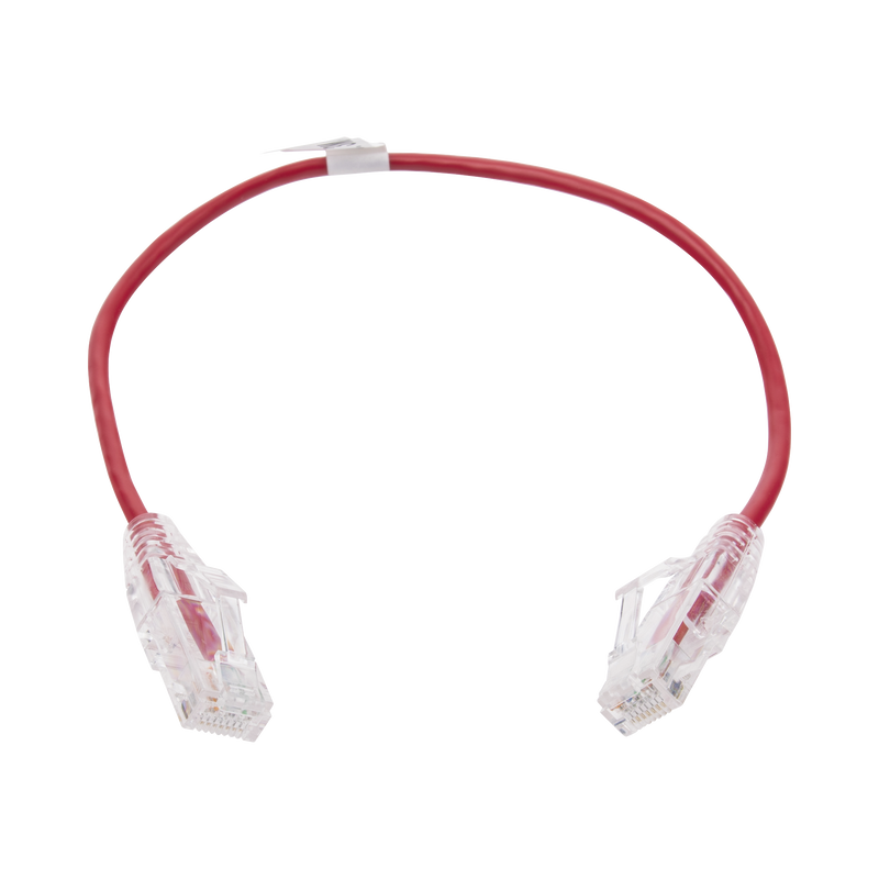 LP-UT6-030-RD28 Cable de Parcheo Slim UTP Cat6 - 30 cm Rojo Diámetro Reducido (28 AWG)