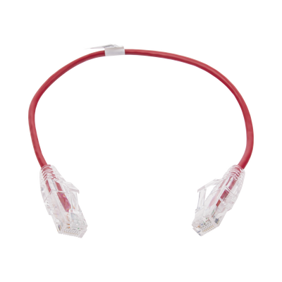 Cable de Parcheo Slim UTP Cat6 - 30 cm (11.81 Pulgadas) Rojo Diámetro Reducido (28 AWG)