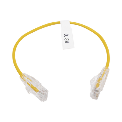 Cable de Parcheo Slim UTP Cat6 - 30 cm (11.81 Pulgadas) Amarillo Diámetro Reducido (28 AWG) - Toer