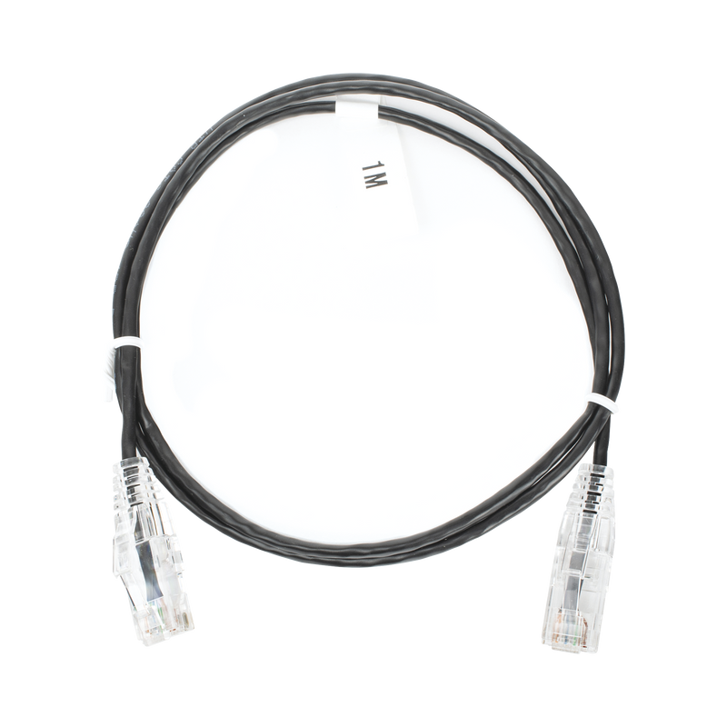 Cable de Parcheo Slim UTP Cat6 - 1 metro, Negro, Diámetro Reducido (28 AWG)