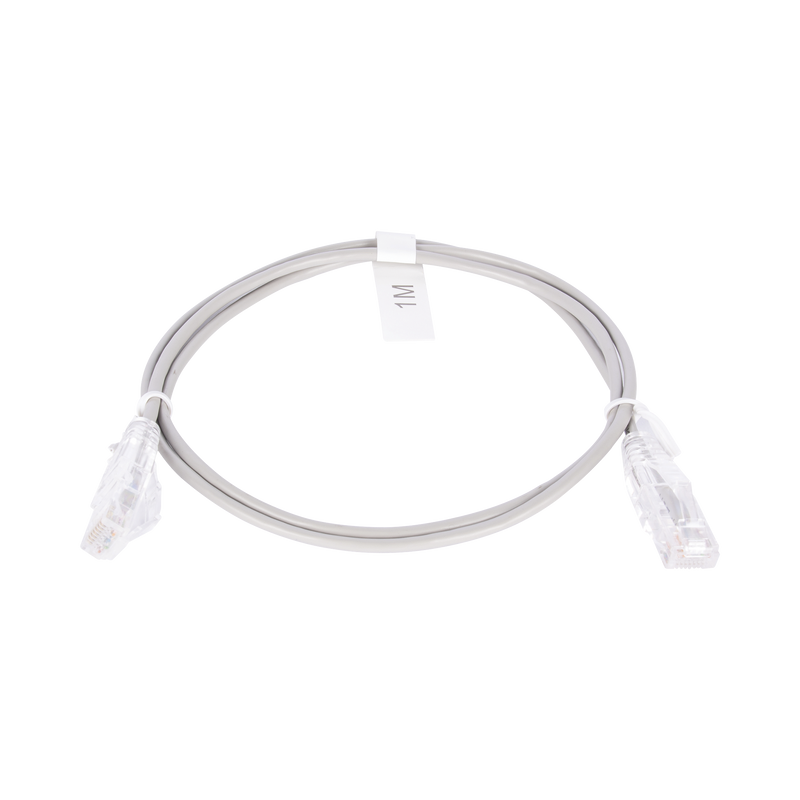 Cable de Parcheo Slim UTP Cat6 - 1 metro, Gris, Diámetro Reducido (28 AWG)