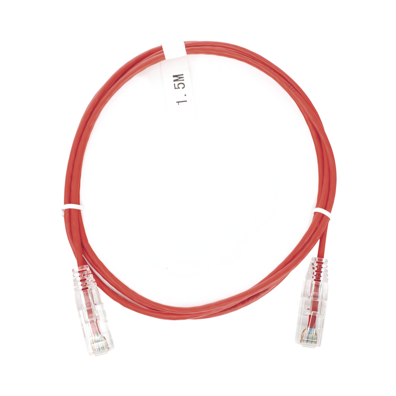 Cable de Parcheo Slim UTP Cat6 - 1.5 m Rojo Diámetro Reducido (28 AWG)