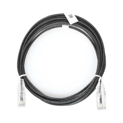Cable de Parcheo Slim UTP Cat6 - 3 m Negro Diámetro Reducido (28 AWG) - Toer