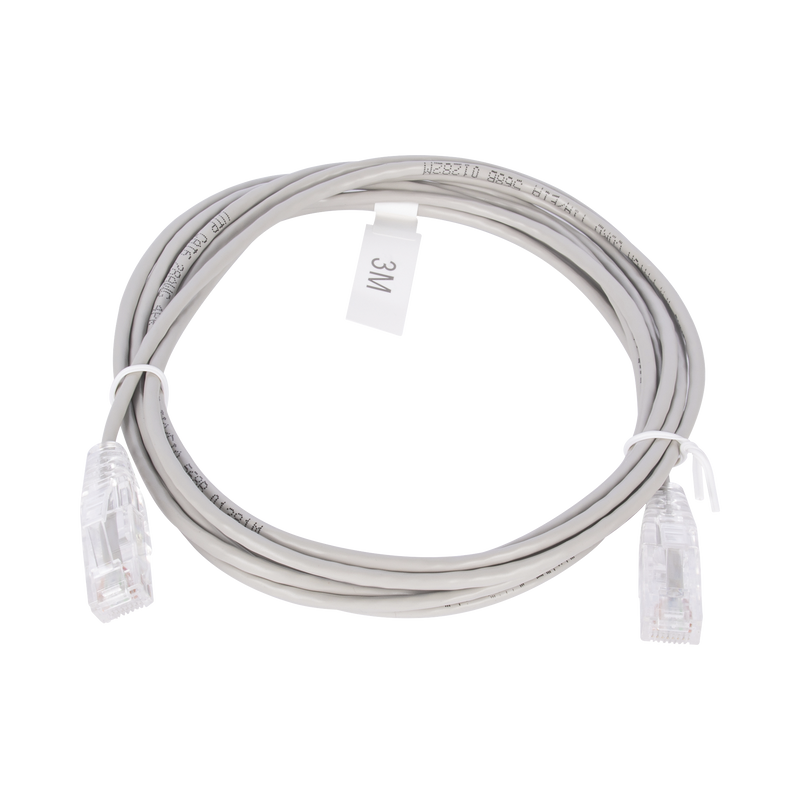 Cable de Parcheo Slim UTP Cat6 - 3 m Gris Diámetro Reducido (28 AWG)