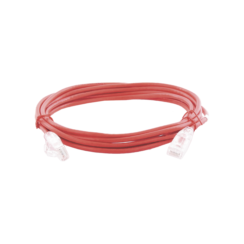 Cable de Parcheo Slim UTP Cat6A - 3 m Rojo, Diámetro Reducido (28 AWG)