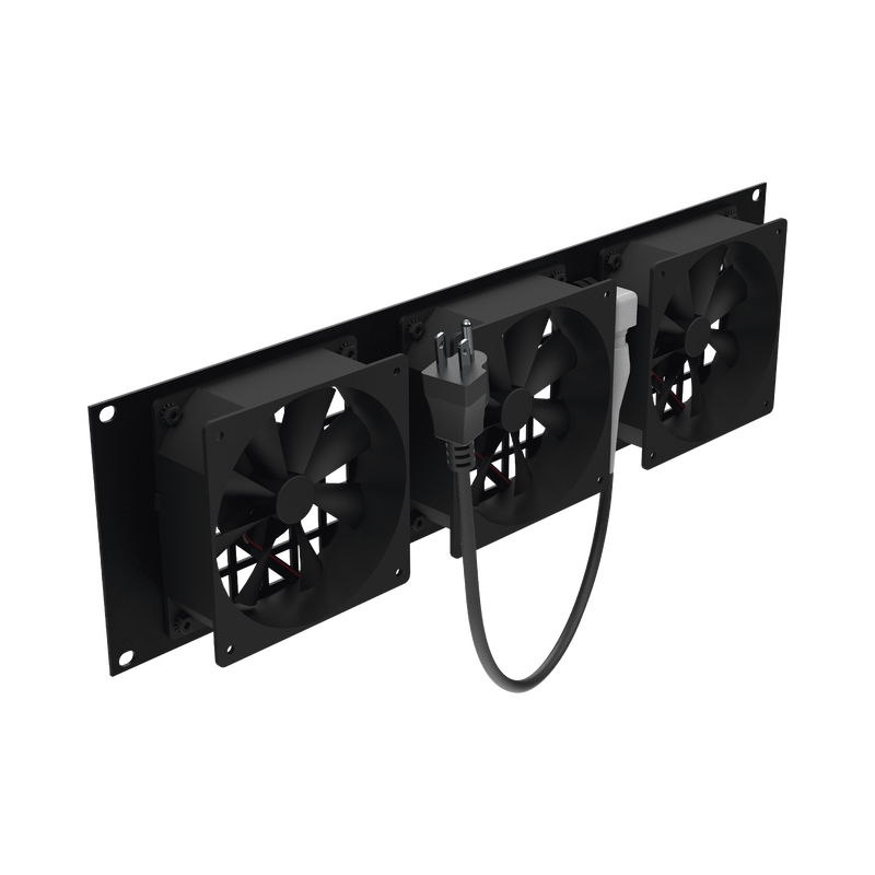 Kit de 3 Ventilador 110 Vca (12 x 12 cm) con Clavija 5-15P. Para instalación en Postes Rack