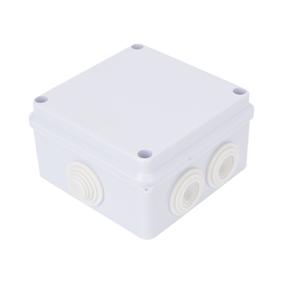 Caja de Conexiones Impermeable IP65, 7 Entradas, Dimensiones 100 x 100 x 70 mm, para Instalaciones Industriales, Comerciales y Residenciales, Incluye Tornillería para su Instalación - Toer