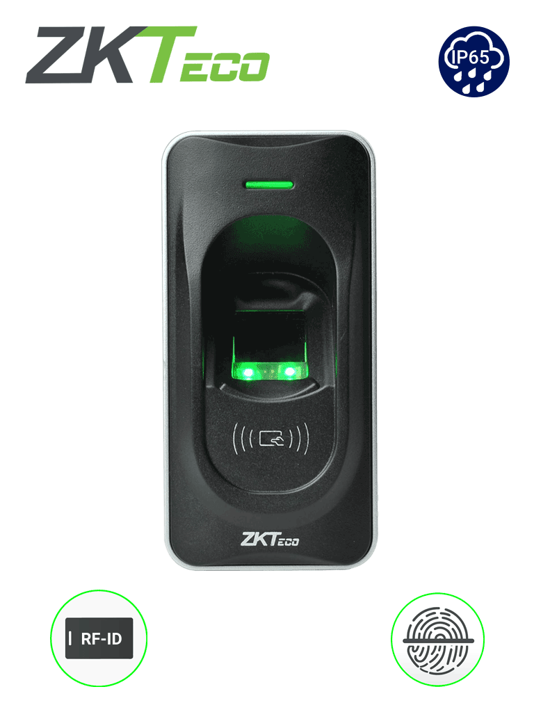 ZKTECO FR1200 - Lector Esclavo De Huella y Tarjetas ID 125 Khz / Interior / Exterior / Conexión RS485 / Indicador de Estado / Requiere Panel Serie Inbio (no incluye fuente / se energiza desde el panel) - Toer