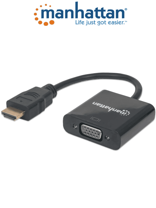 MANHATTAN 151467 - Convertidor HDMI a VGA/ Puerto HDMI Macho a VGA hembra/  Imágenes en Alta Definición en Monitor VGA/