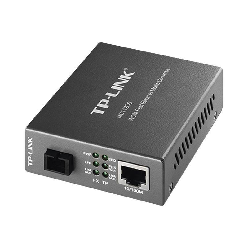 MC112CS Convertidor Fibra Óptica WDM Monomodo / 1 puerto RJ45 10/100 Mbps / 1 puerto SC/UPC 100 Mbps /  Hasta 20 Km / Para su Funcionamiento Requiere el Modelo MC111CS / Plug and Play