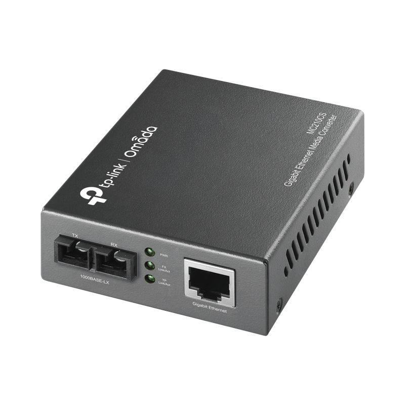 MC210CS Convertidor Fibra Óptica Monomodo / 1 Puerto RJ45 10/100/1000 Mbps / Puerto Fibra Óptica SC 1000 Mbps / Hasta 20 Km / Plug and Play