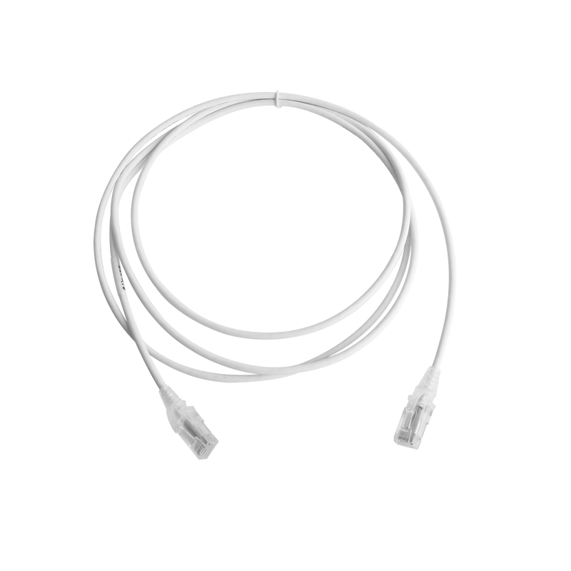 MC6-07-02-28B Patch Cord MC6 Modular Cat6 UTP, CM/LS0H, 7ft, Color Blanco, Diámetro Reducido (28AWG), Versión Bulk (Sin Empaque Individual)