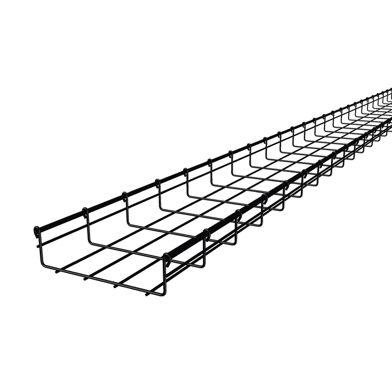 MG-50-433EP Charola tipo malla 66/200 mm con baño de pintura epóxica en color NEGRO, hasta 210 cables UTP Cat6, tramo 3 m